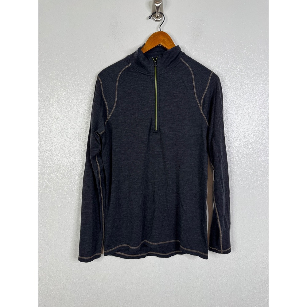 Smartwool Mens Merino Wool 1/4 Zip Pullover Charcoal Gray Base Layer Large